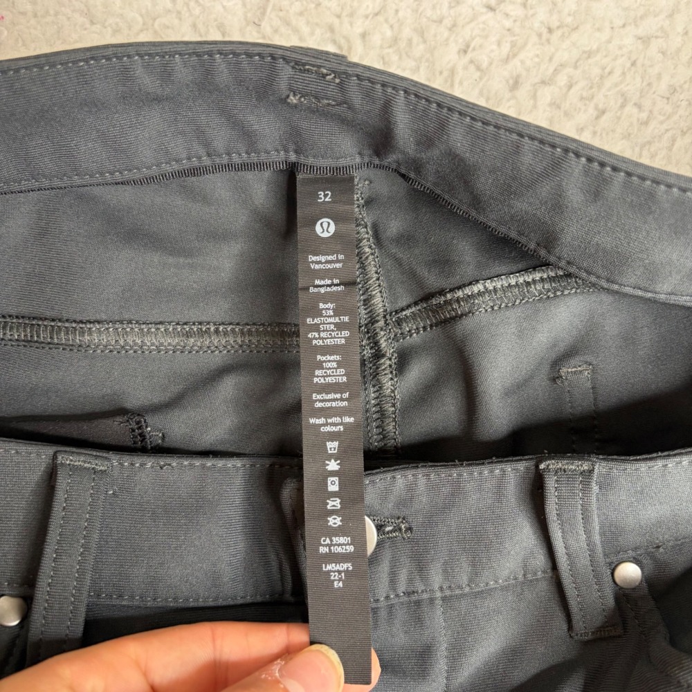 Lululemon ABC Pant Classic-Fit 32x32 Obsidian Grey Warpstreme LM5ADFS - Picture 3 of 7